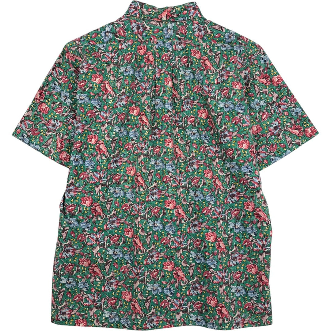 90'S Reyn Spooner Swimsuit Bikini Tag Floral Half-Button Button-Down Hawaiian Aloha Shirt Made in Hawaii Men's Size M cotton green type Vintage Second Hand