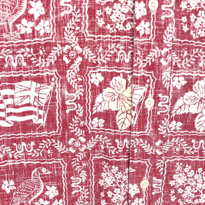 80'S Reyn Spooner Gold Tag Nude Tag All-over Print Lahaina Sailor Hawaiian Aloha Shirt Box Shirt Men's Size M (approx.) unclear burgundy type Vintage Second Hand