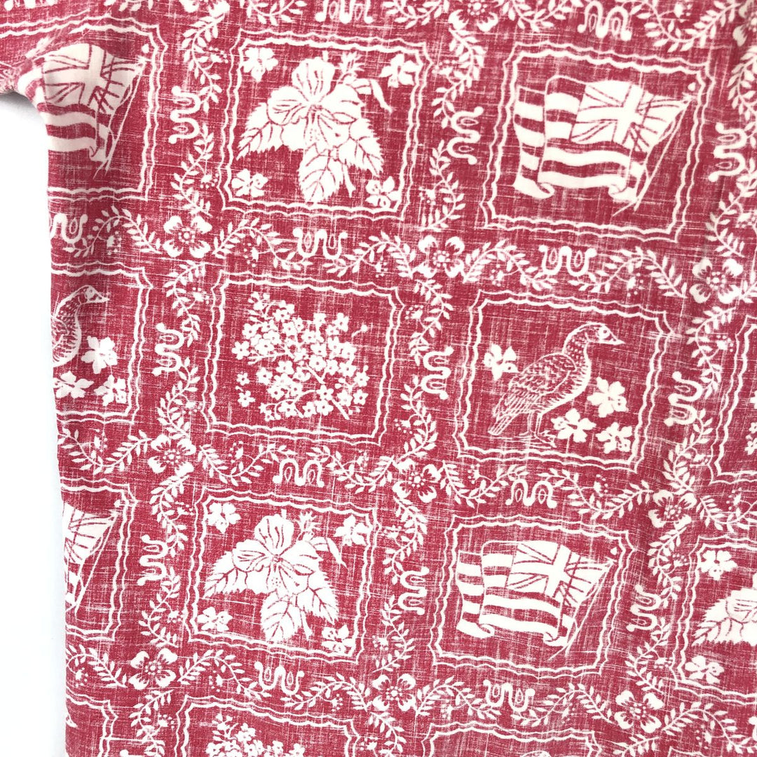 80'S Reyn Spooner Gold Tag Nude Tag All-over Print Lahaina Sailor Hawaiian Aloha Shirt Box Shirt Men's Size M (approx.) unclear burgundy type Vintage Second Hand