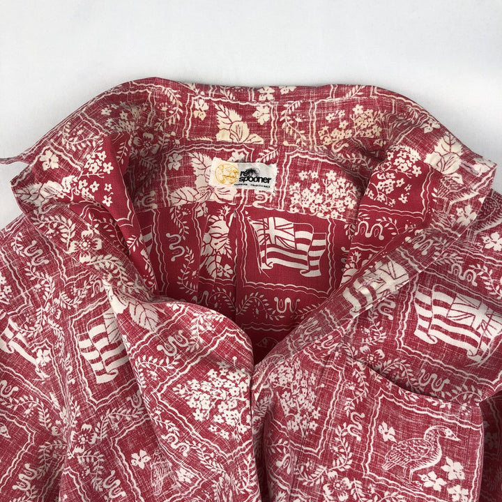 80'S Reyn Spooner Gold Tag Nude Tag All-over Print Lahaina Sailor Hawaiian Aloha Shirt Box Shirt Men's Size M (approx.) unclear burgundy type Vintage Second Hand