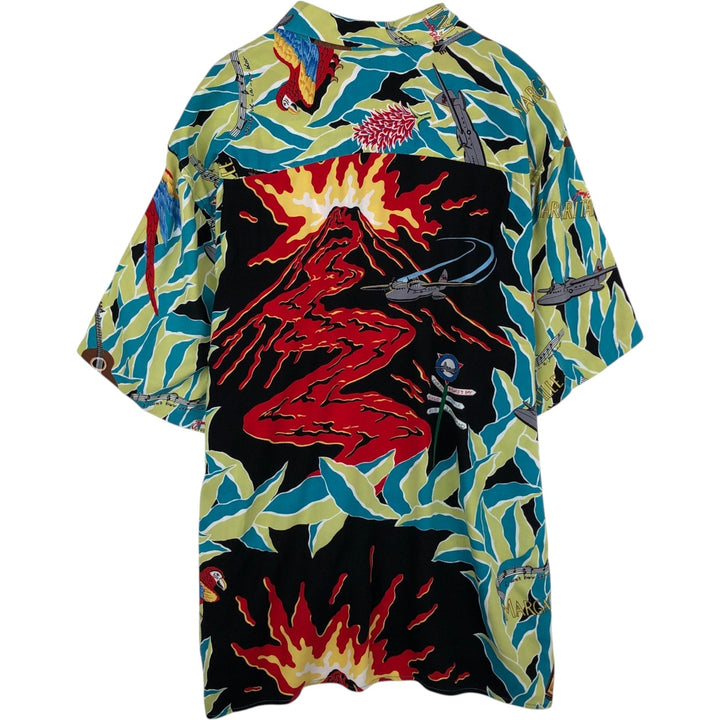 90'S Reyn Spooner Swimsuit Bikini Tag All-over Print Open Collar Rayon Aloha Shirt Box Shirt Men's Size L (approx.) Rayon turquoise blue Vintage Second Hand