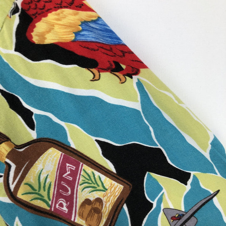 90'S Reyn Spooner Swimsuit Bikini Tag All-over Print Open Collar Rayon Aloha Shirt Box Shirt Men's Size L (approx.) Rayon turquoise blue Vintage Second Hand