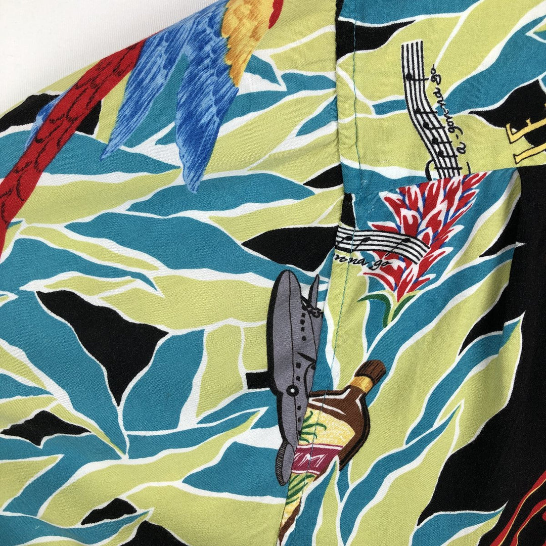 90'S Reyn Spooner Swimsuit Bikini Tag All-over Print Open Collar Rayon Aloha Shirt Box Shirt Men's Size L (approx.) Rayon turquoise blue Vintage Second Hand