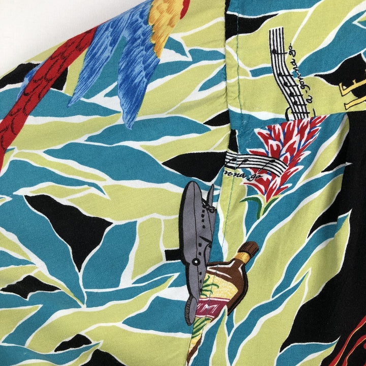 90'S Reyn Spooner Swimsuit Bikini Tag All-over Print Open Collar Rayon Aloha Shirt Box Shirt Men's Size L (approx.) Rayon turquoise blue Vintage Second Hand