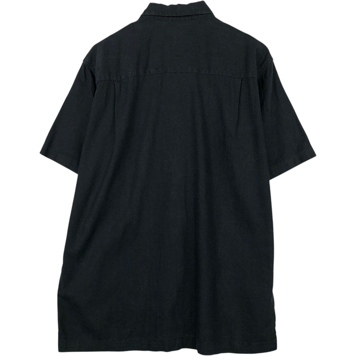 Haggar Short-Sleeve Linen x Rayon Shirt, Men's Size M (approx.) linen black type Vintage Second Hand
