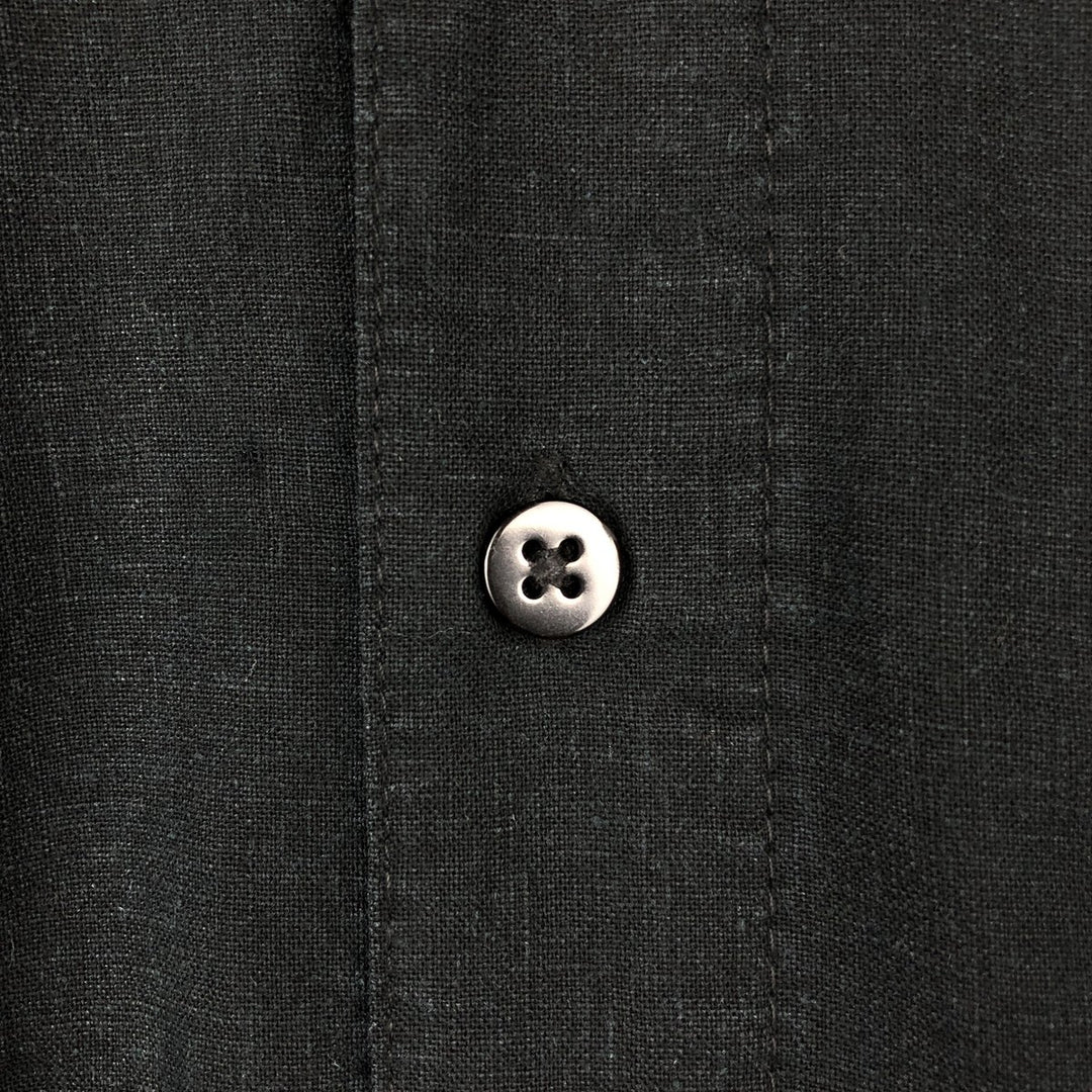 Haggar Short-Sleeve Linen x Rayon Shirt, Men's Size M (approx.) linen black type Vintage Second Hand
