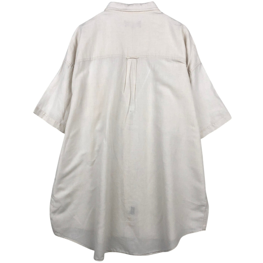 Ralph Lauren CHAPS Short-Sleeve Linen x Cotton Button-Down Shirt, Men's Size XXL (approx.) linen white type Vintage Second Hand