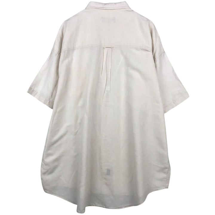 Ralph Lauren CHAPS Short-Sleeve Linen x Cotton Button-Down Shirt, Men's Size XXL (approx.) linen white type Vintage Second Hand