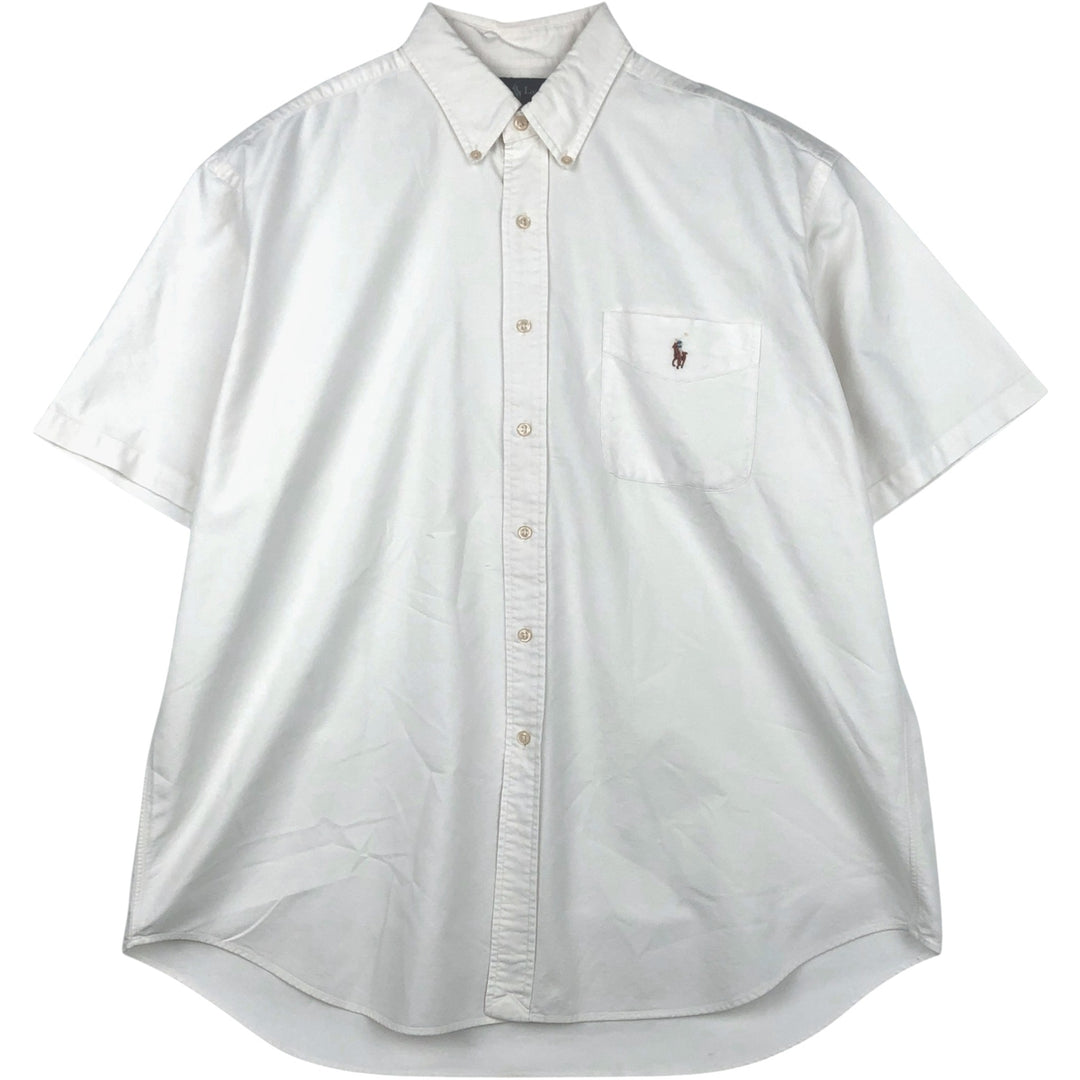 Ralph Lauren BLAKE short sleeve button down shirt, men's XL size cotton white type Vintage Second Hand