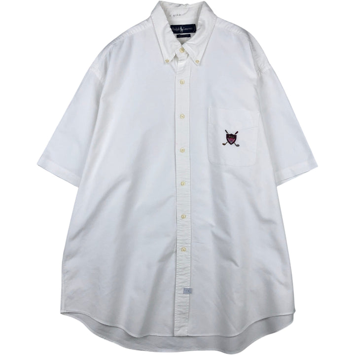 Ralph Lauren short sleeve button down shirt, men's XL size cotton white type Vintage Second Hand