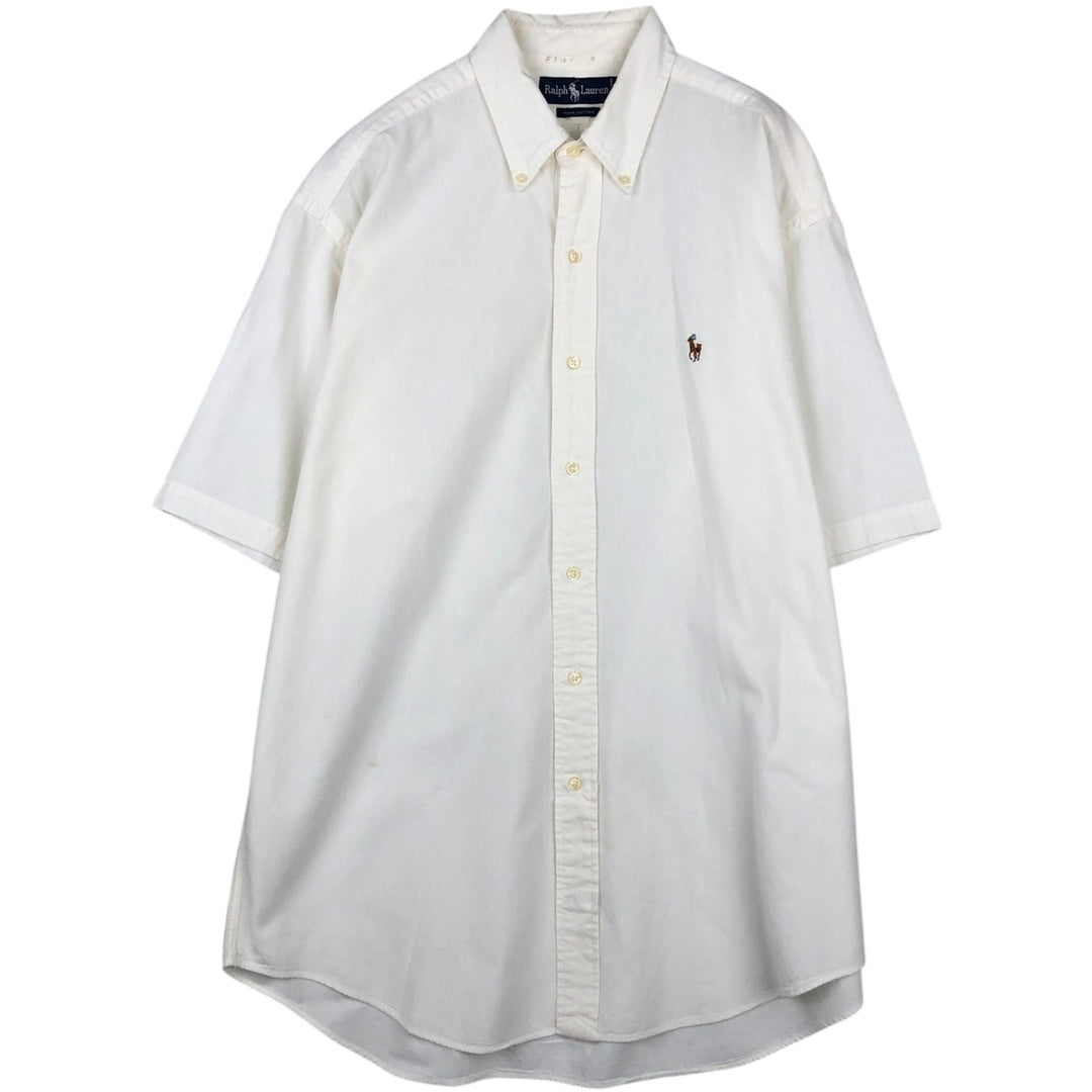 Ralph Lauren short sleeve button down shirt, men's size L cotton white type Vintage Second Hand