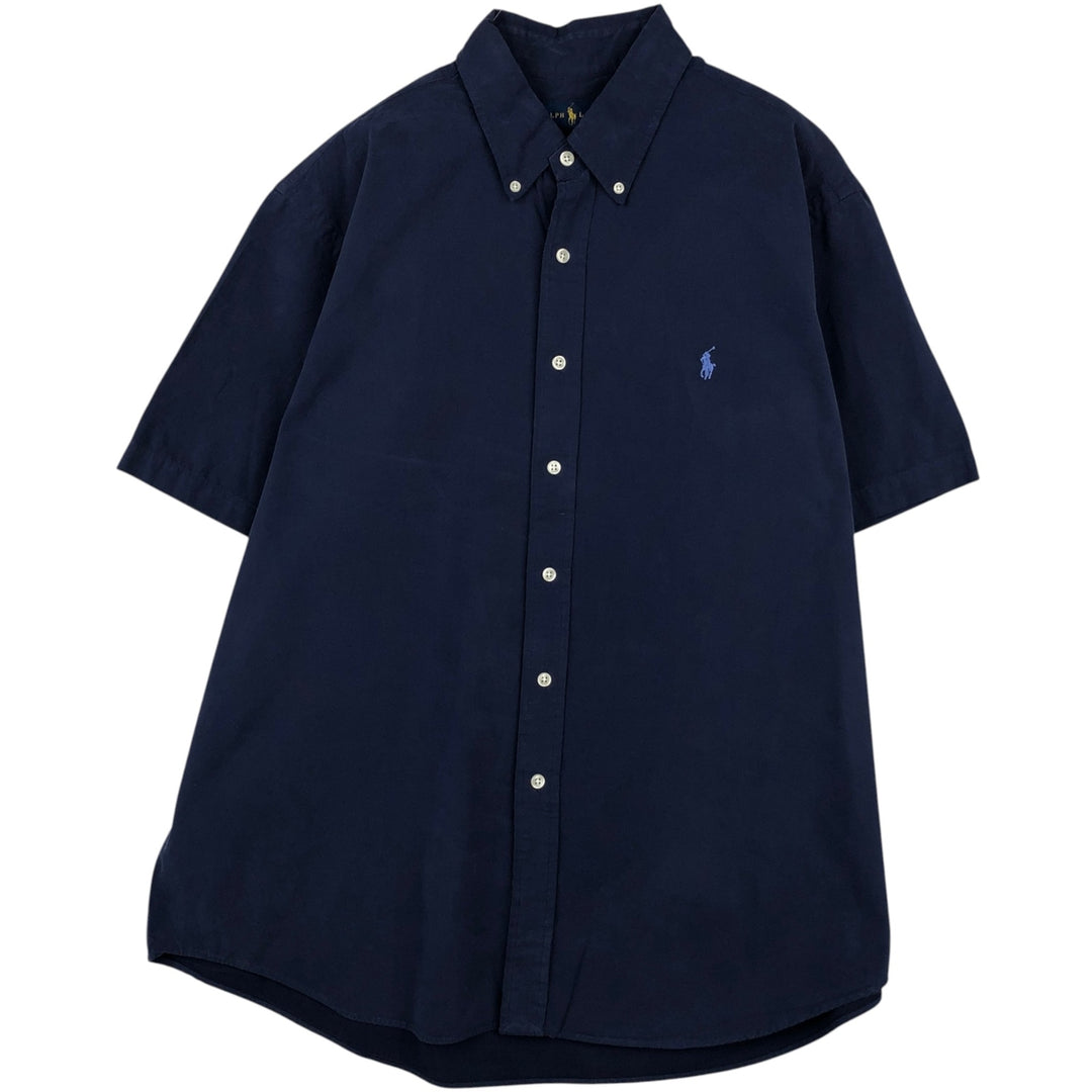 Ralph Lauren short sleeve button down shirt, men's XL size cotton navy blue type Vintage Second Hand