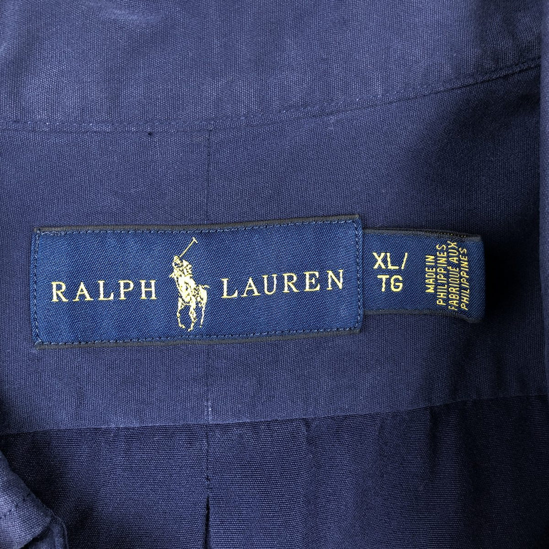 Ralph Lauren short sleeve button down shirt, men's XL size cotton navy blue type Vintage Second Hand