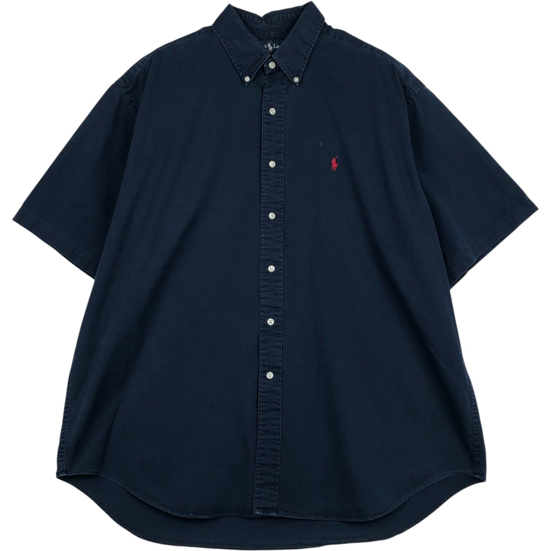 Ralph Lauren BLAIRE short sleeve button down shirt, men's XL size cotton navy blue type Vintage Second Hand