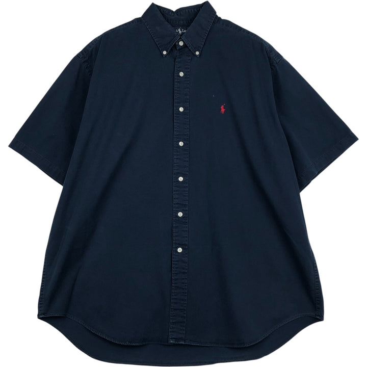 Ralph Lauren BLAIRE short sleeve button down shirt, men's XL size cotton navy blue type Vintage Second Hand
