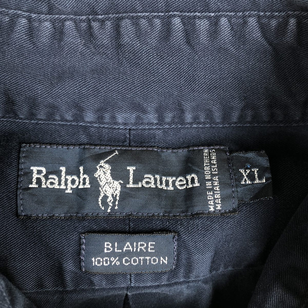 Ralph Lauren BLAIRE short sleeve button down shirt, men's XL size cotton navy blue type Vintage Second Hand