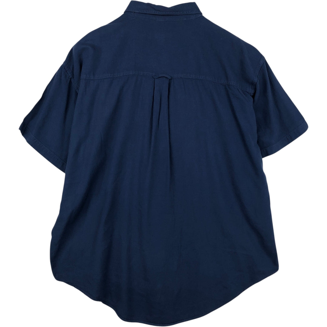 Ralph Lauren CHAPS Short-Sleeve Cotton x Rayon Shirt, Men's Size XL (approx.) cotton navy blue type Vintage Second Hand