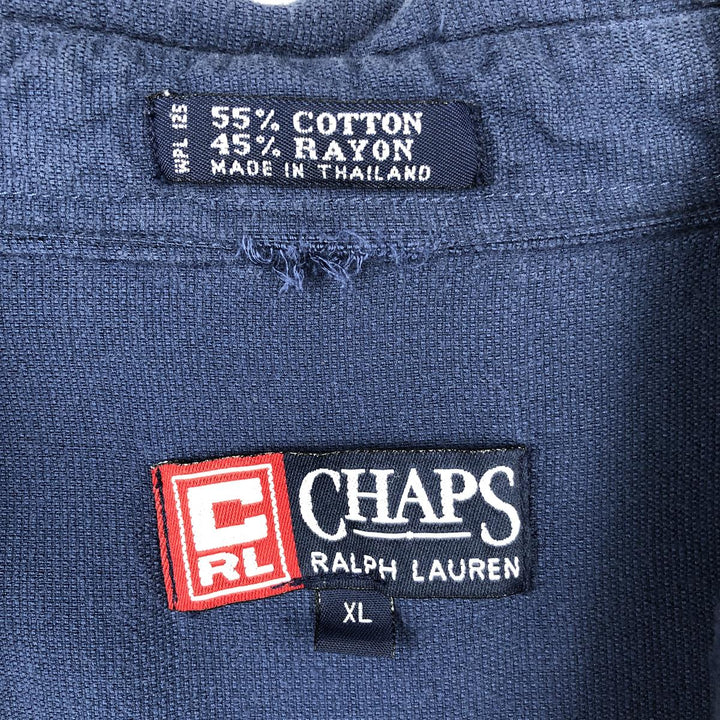Ralph Lauren CHAPS Short-Sleeve Cotton x Rayon Shirt, Men's Size XL (approx.) cotton navy blue type Vintage Second Hand