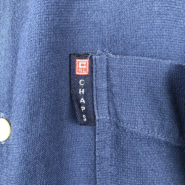 Ralph Lauren CHAPS Short-Sleeve Cotton x Rayon Shirt, Men's Size XL (approx.) cotton navy blue type Vintage Second Hand