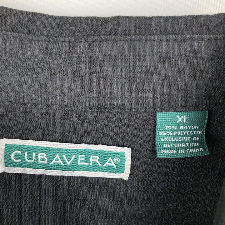 CUBAVERA Short Sleeve Mexican Shirt, Cuban Shirt, Box Shirt, Men's XL Size Rayon black type Vintage Second Hand