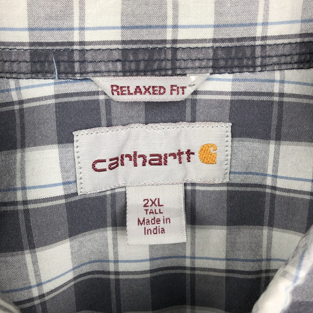 Carhartt RELAXD FIT Check Pattern Button-Down Short-Sleeve Work Shirt, Men's XXL (approx.) cotton white type Vintage Second Hand