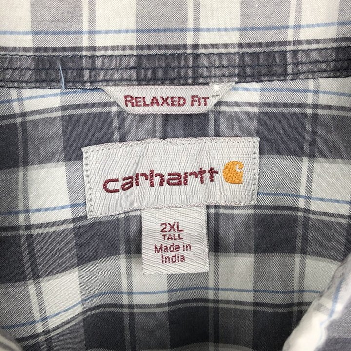 Carhartt RELAXD FIT Check Pattern Button-Down Short-Sleeve Work Shirt, Men's XXL (approx.) cotton white type Vintage Second Hand