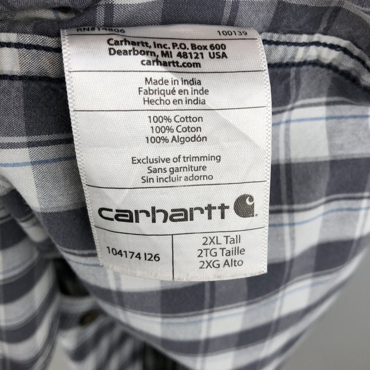 Carhartt RELAXD FIT Check Pattern Button-Down Short-Sleeve Work Shirt, Men's XXL (approx.) cotton white type Vintage Second Hand