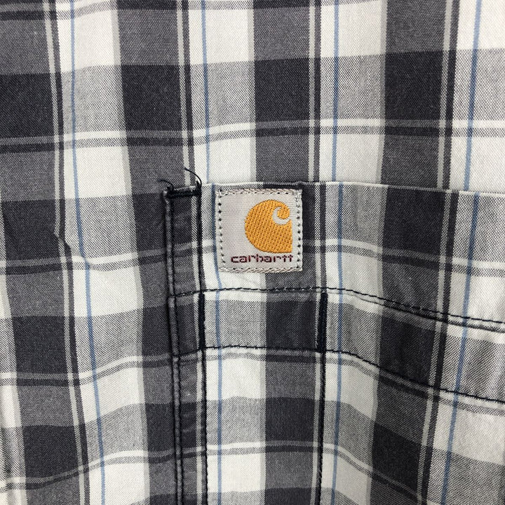 Carhartt RELAXD FIT Check Pattern Button-Down Short-Sleeve Work Shirt, Men's XXL (approx.) cotton white type Vintage Second Hand