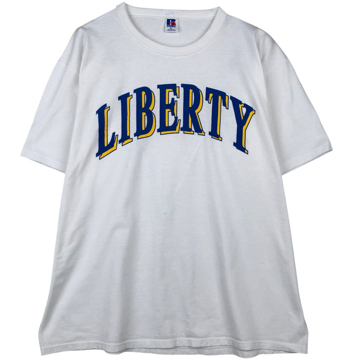 90'S Russell College T-shirt, Made in USA, Men's XL, Vintage cotton white type Vintage Second Hand