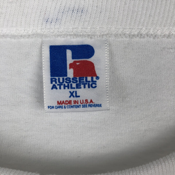 90'S Russell College T-shirt, Made in USA, Men's XL, Vintage cotton white type Vintage Second Hand