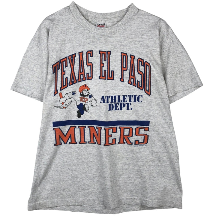 90'S Anvil College T-Shirt, Made in USA, Men's Size L (Equivalent), Vintage cotton gray type Vintage Second Hand