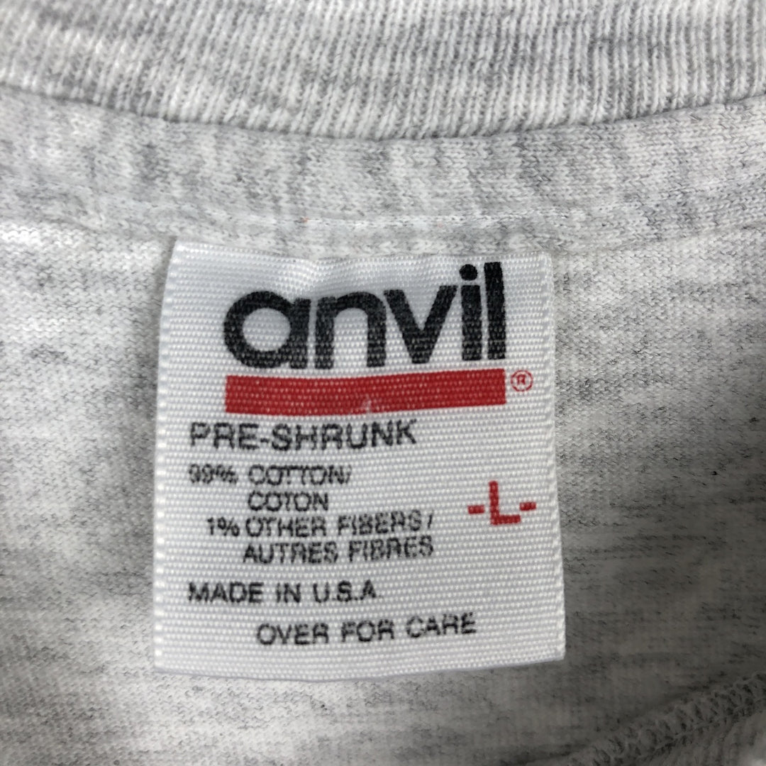 90'S Anvil College T-Shirt, Made in USA, Men's Size L (Equivalent), Vintage cotton gray type Vintage Second Hand