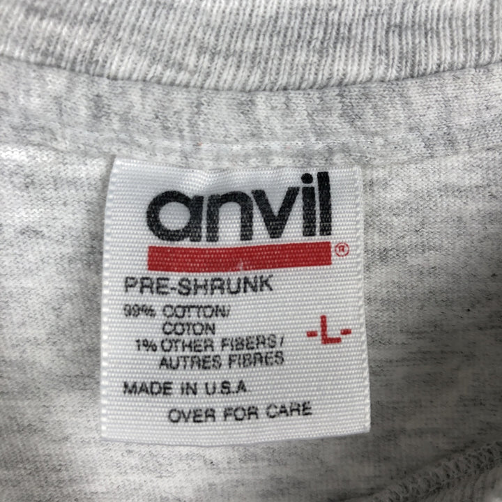 90'S Anvil College T-Shirt, Made in USA, Men's Size L (Equivalent), Vintage cotton gray type Vintage Second Hand