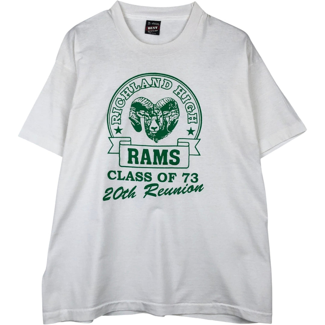 90'S Fruit of the Loom Best College T-Shirt, Made in USA, Men's XL equivalent, Vintage cotton white type Vintage Second Hand