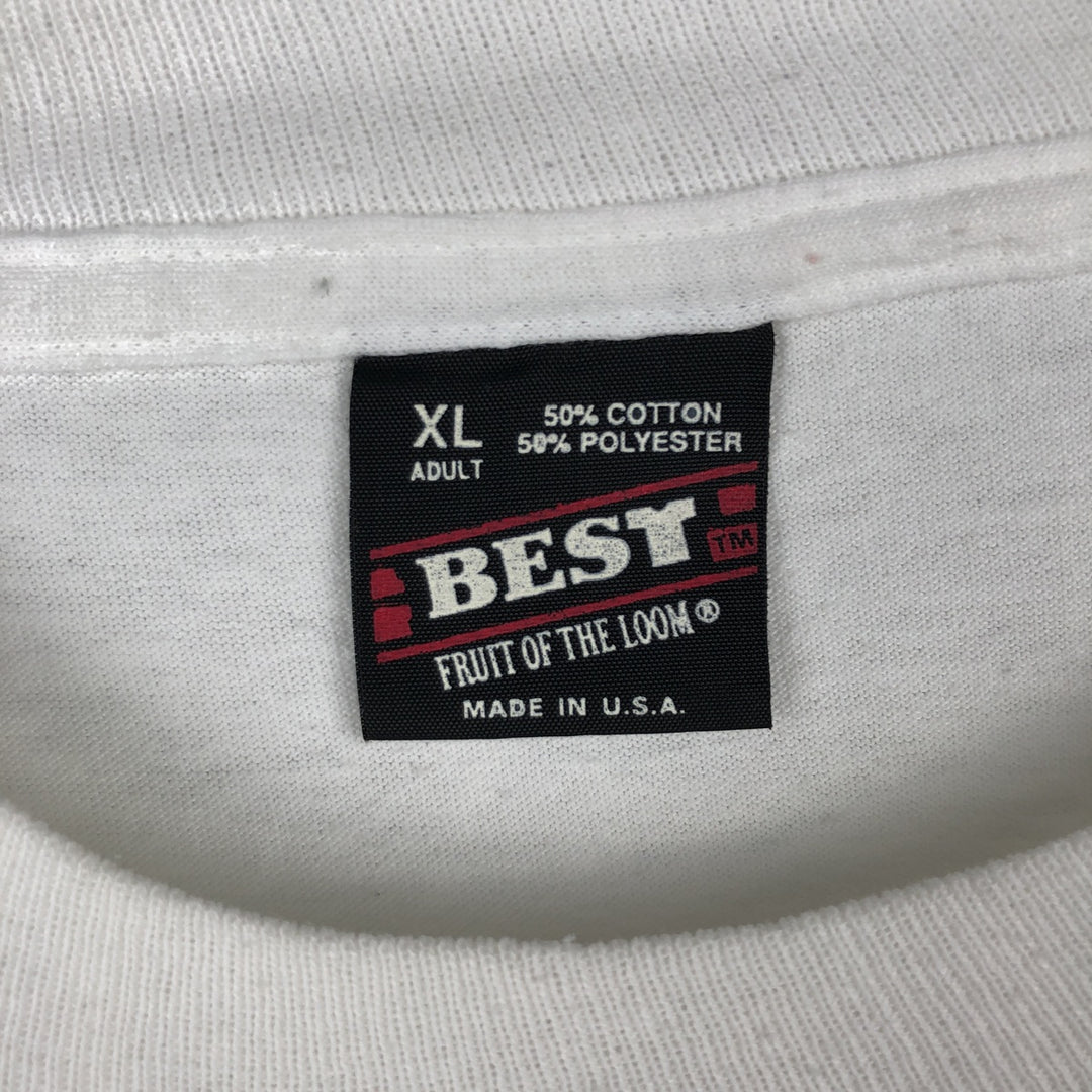 90'S Fruit of the Loom Best College T-Shirt, Made in USA, Men's XL equivalent, Vintage cotton white type Vintage Second Hand