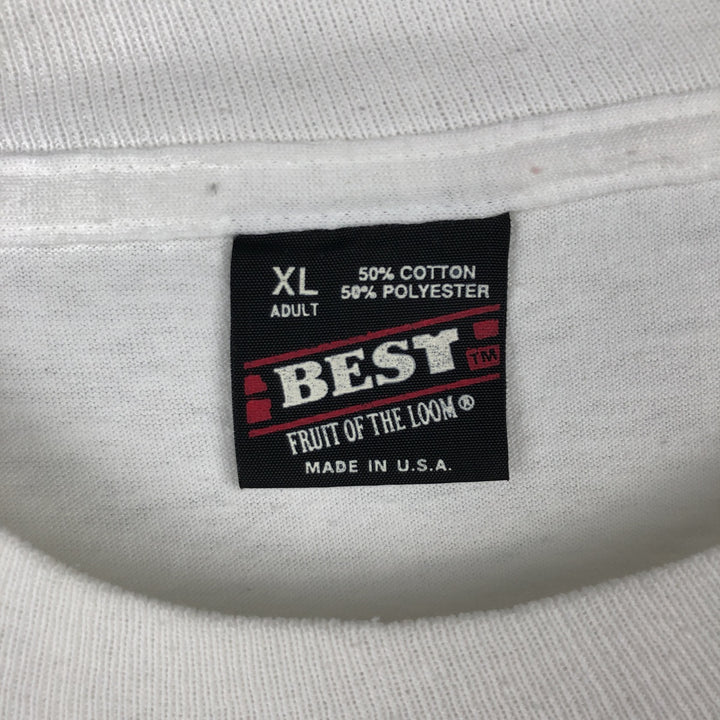 90'S Fruit of the Loom Best College T-Shirt, Made in USA, Men's XL equivalent, Vintage cotton white type Vintage Second Hand