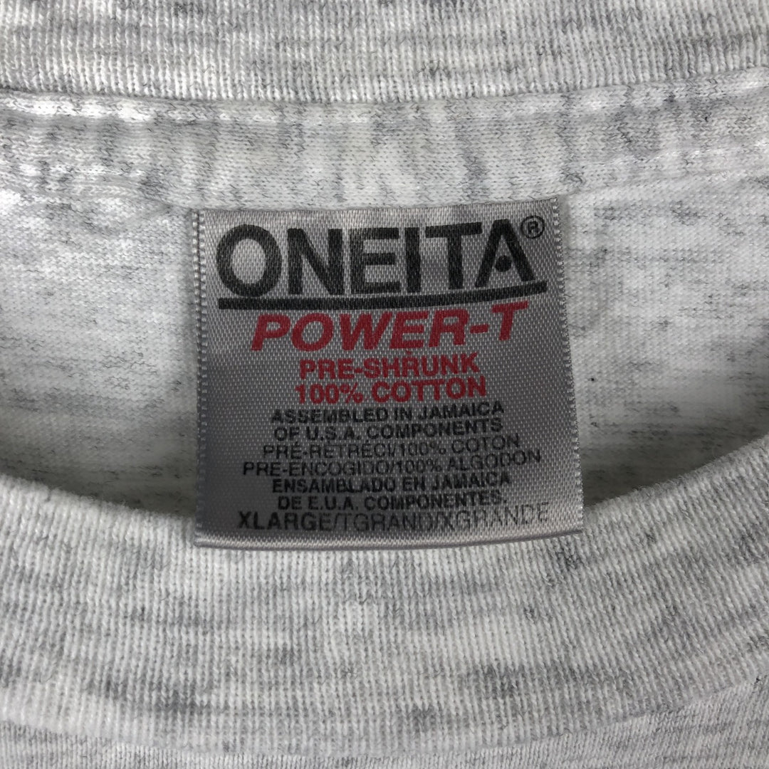 ONEITA POWER-T College T-Shirt, Men's XL (equivalent) cotton gray type Vintage Second Hand