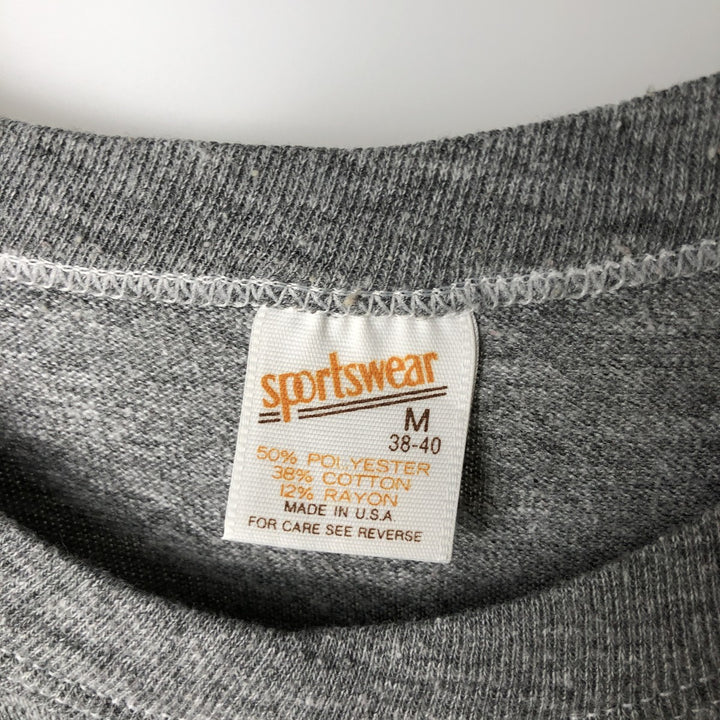 80'S Sportswear College T-shirt, Made in USA, Men's Size M (approx.), Vintage cotton gray type Vintage Second Hand