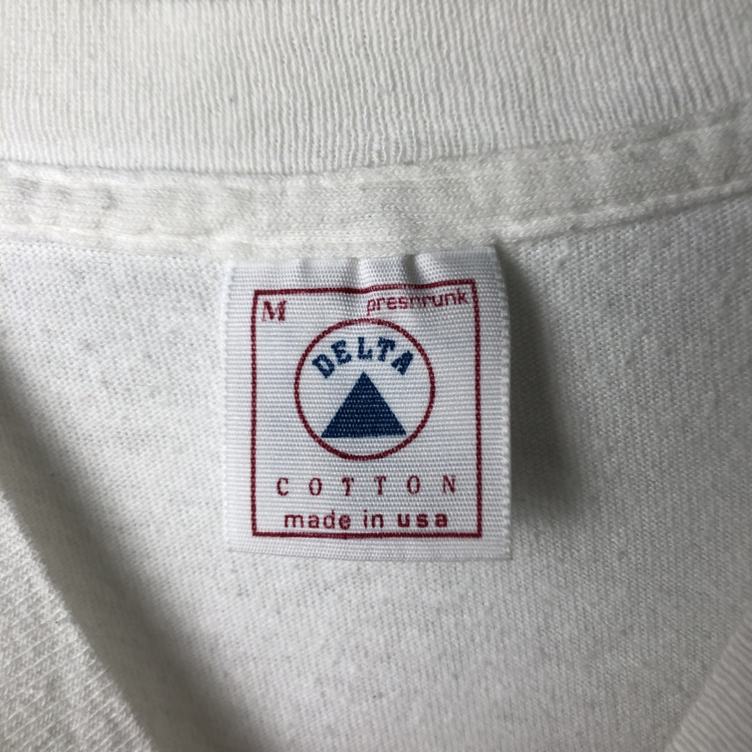 90'S Delta (DELTA) Floral College T-Shirt, Made in USA, Men's Size M (Equivalent), Vintage cotton white type Vintage Second Hand