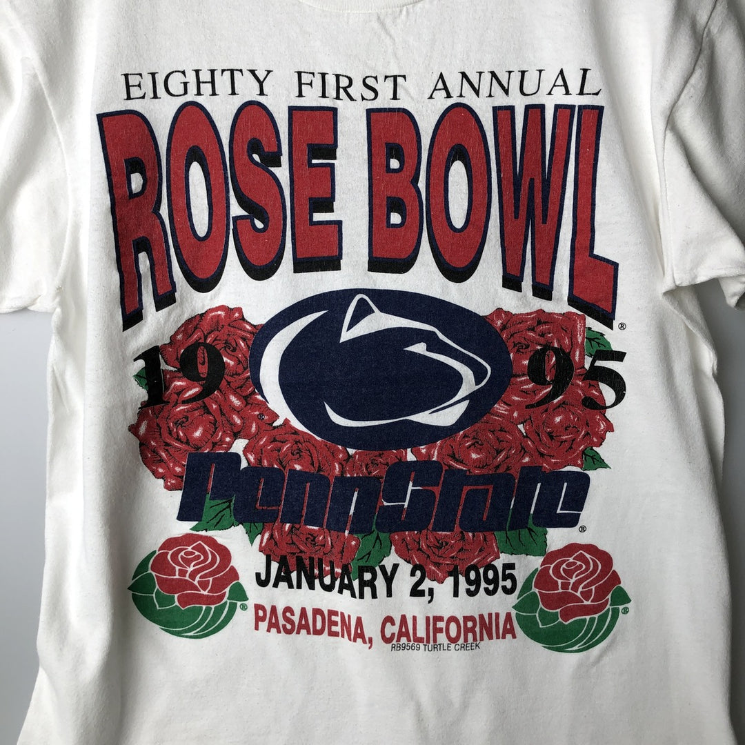 90'S Delta (DELTA) Floral College T-Shirt, Made in USA, Men's Size M (Equivalent), Vintage cotton white type Vintage Second Hand