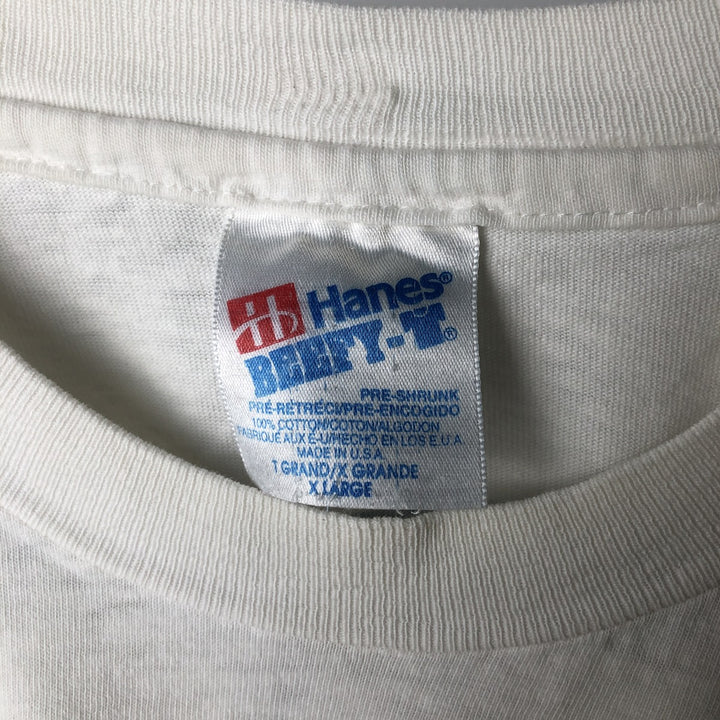 90'S Hanes BEEFY-T Blue Tag College T-Shirt, Made in USA, Men's XL equivalent, Vintage cotton white type Vintage Second Hand