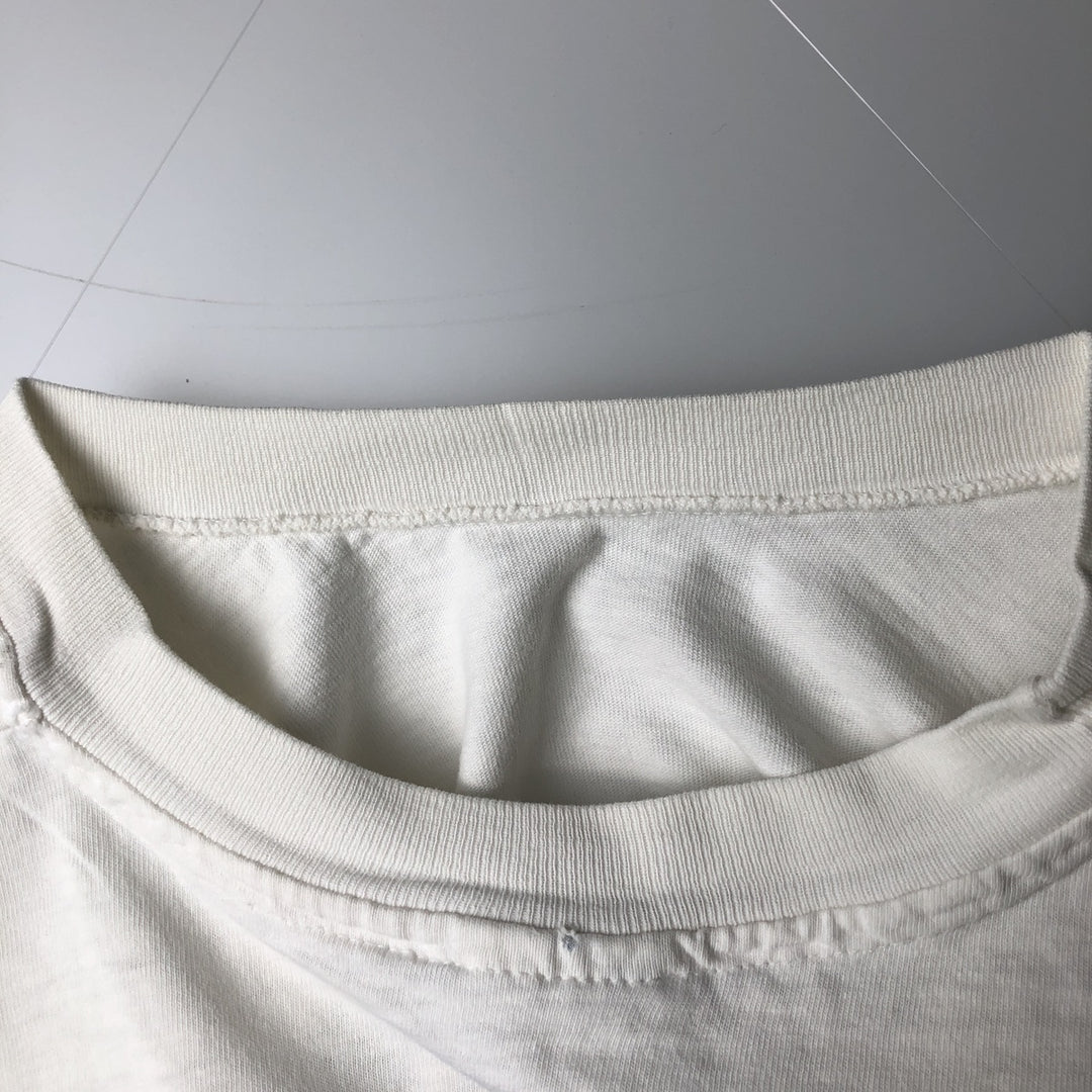 90'S Hanes BEEFY-T Blue Tag College T-Shirt, Made in USA, Men's XL equivalent, Vintage cotton white type Vintage Second Hand
