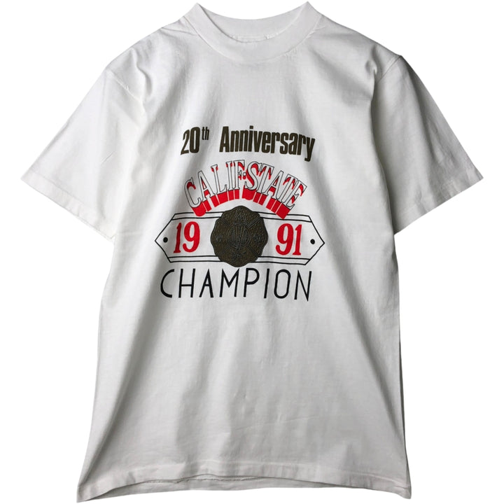 90'S Oneita POWER-T College T-Shirt, Made in USA, Men's Size Large, Vintage cotton white type Vintage Second Hand
