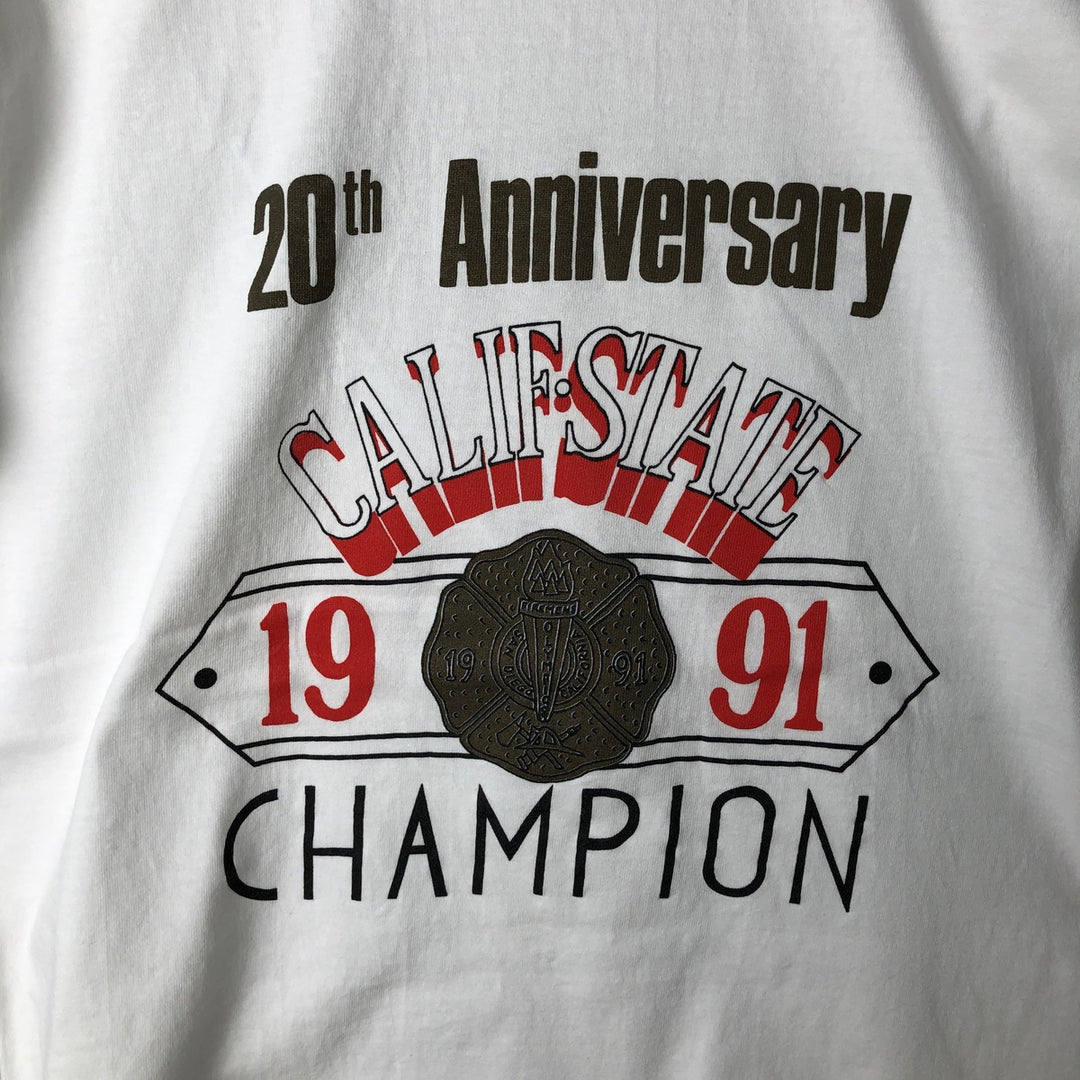 90'S Oneita POWER-T College T-Shirt, Made in USA, Men's Size Large, Vintage cotton white type Vintage Second Hand