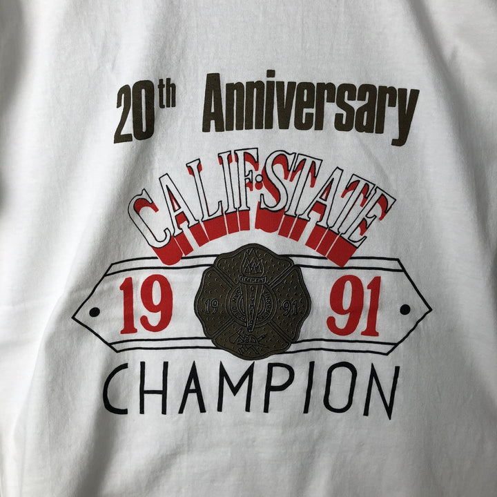 90'S Oneita POWER-T College T-Shirt, Made in USA, Men's Size Large, Vintage cotton white type Vintage Second Hand