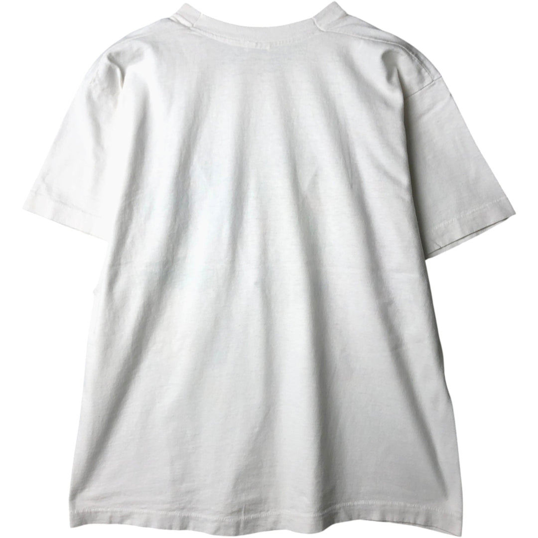 90'S Fruit of the Loom College T-shirt, Made in USA, Men's L size, Vintage cotton white type Vintage Second Hand