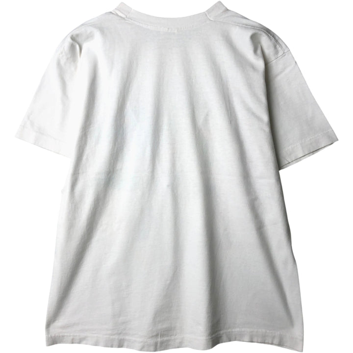 90'S Fruit of the Loom College T-shirt, Made in USA, Men's L size, Vintage cotton white type Vintage Second Hand