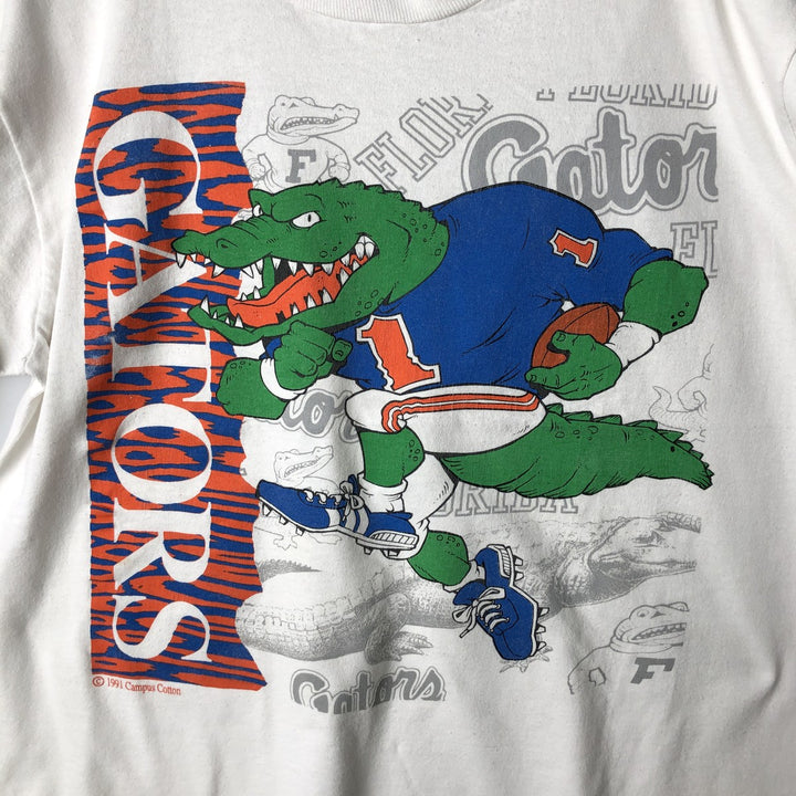 90'S Fruit of the Loom College T-shirt, Made in USA, Men's L size, Vintage cotton white type Vintage Second Hand