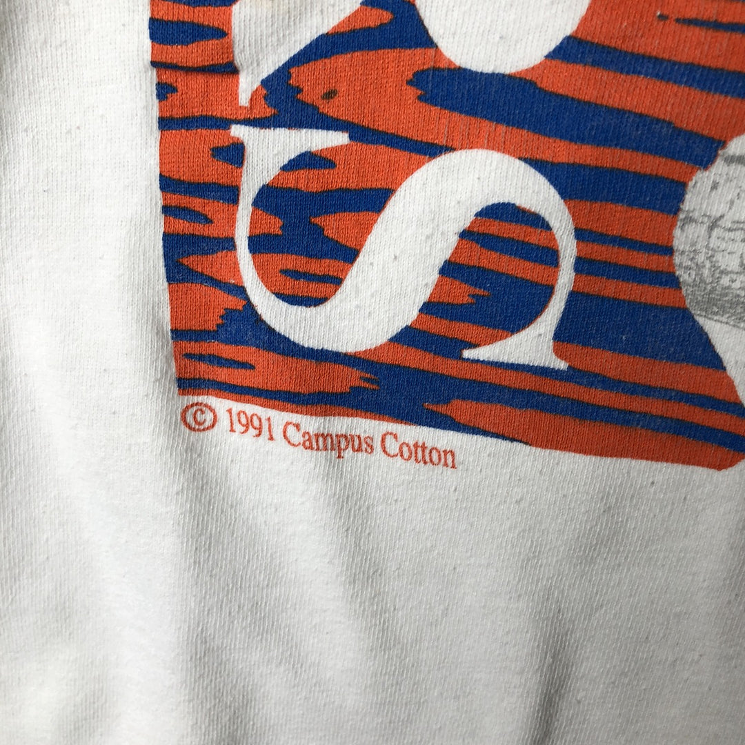 90'S Fruit of the Loom College T-shirt, Made in USA, Men's L size, Vintage cotton white type Vintage Second Hand