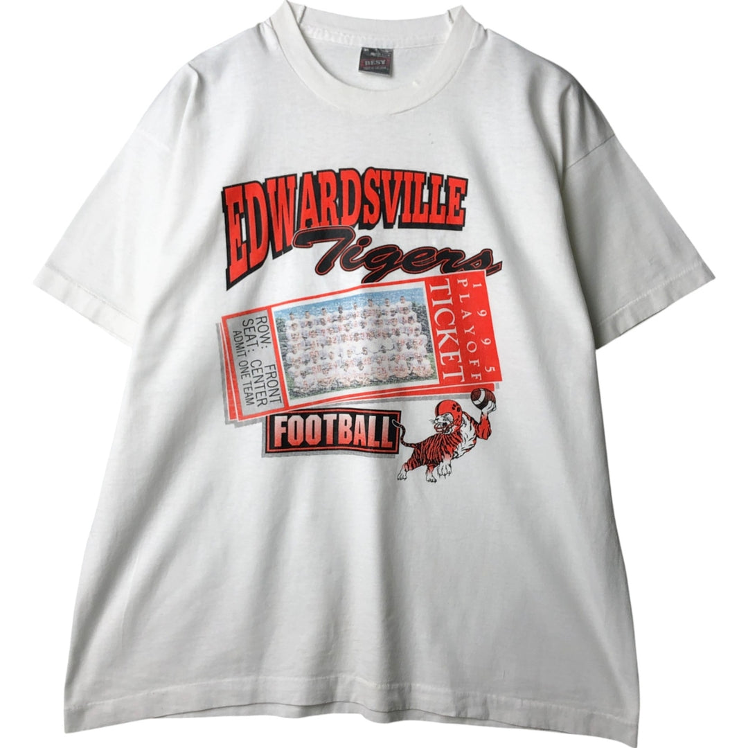 90'S Fruit of the Loom Best College T-Shirt, Made in USA, Men's XL equivalent, Vintage cotton white type Vintage Second Hand